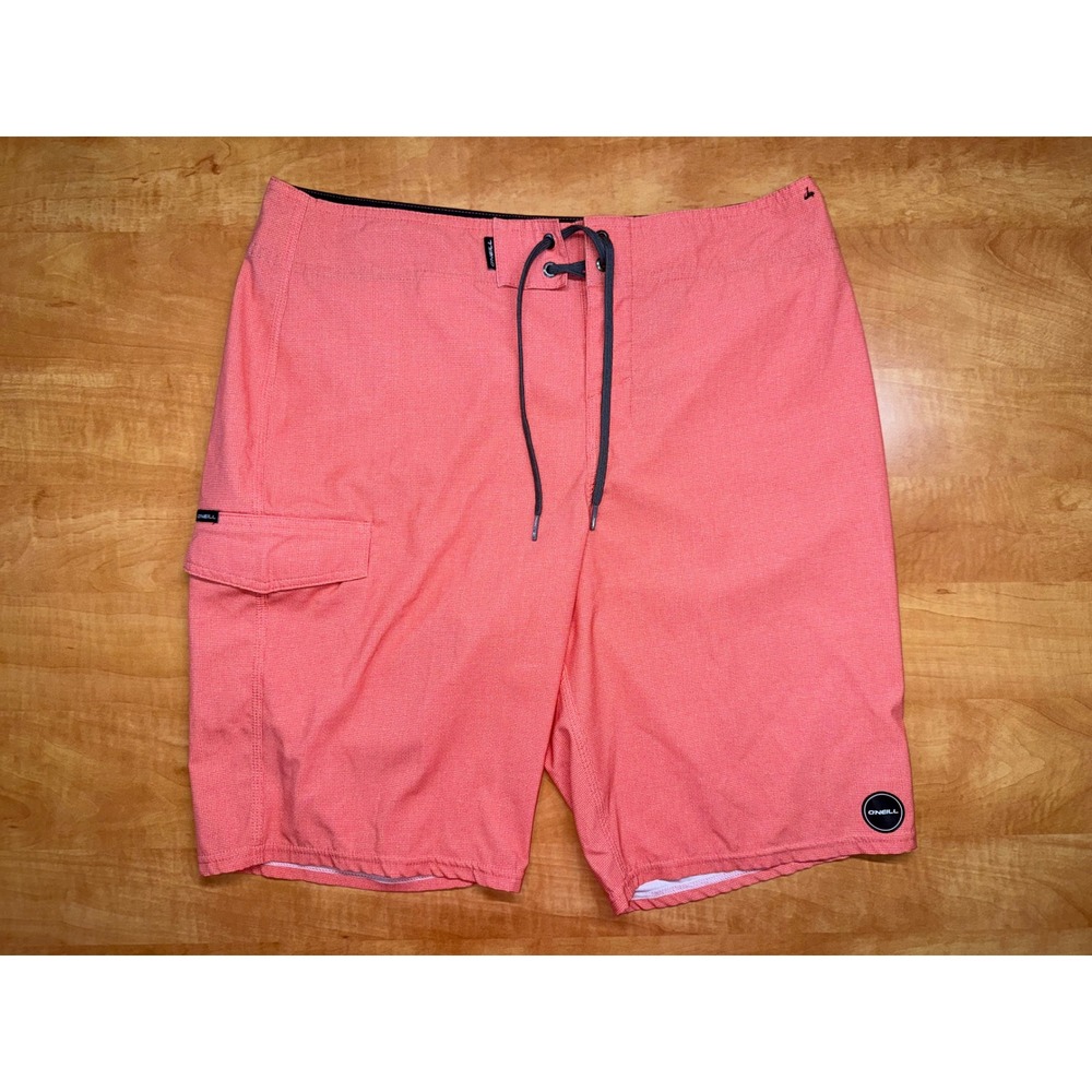ONeill Mens Board Shorts Coral Pink Stretch Swim Trunks Size 32